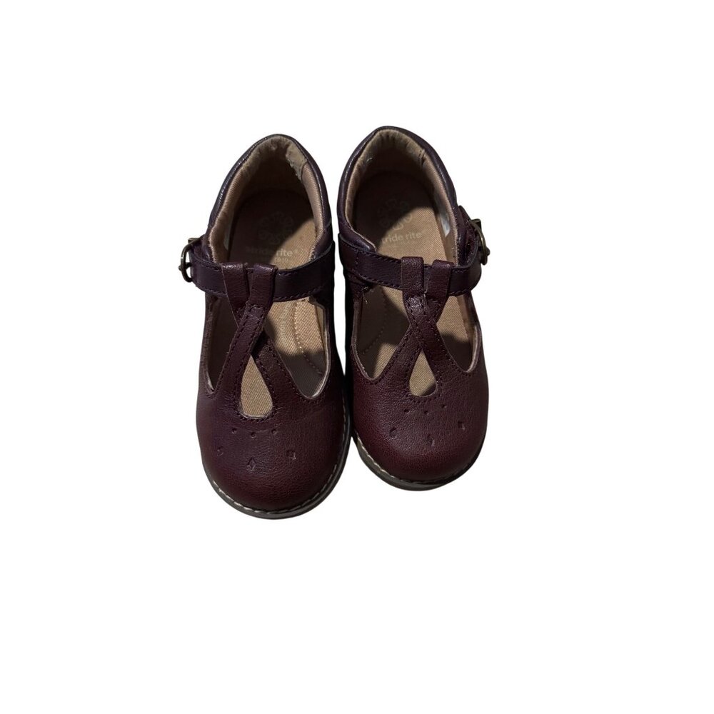 Stride Rite Girls Burgundy T-Strap Dress Shoes